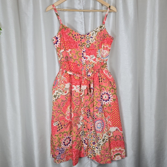 J. Crew Women's Floral Sleeveless Button Down Dress Pockets Belted Fairy Chic 6 - Picture 4 of 16